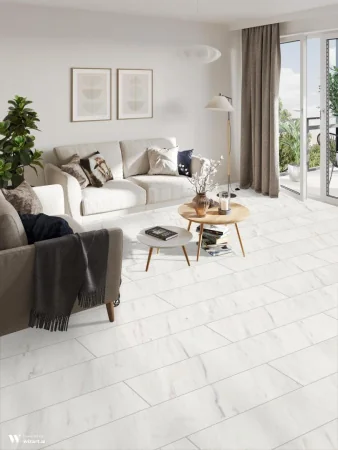 фото Ламинат EGGER Pro Large Aqua+ 4V EPL245 Мрамор Леванто белый в интернет-магазине laminate.by